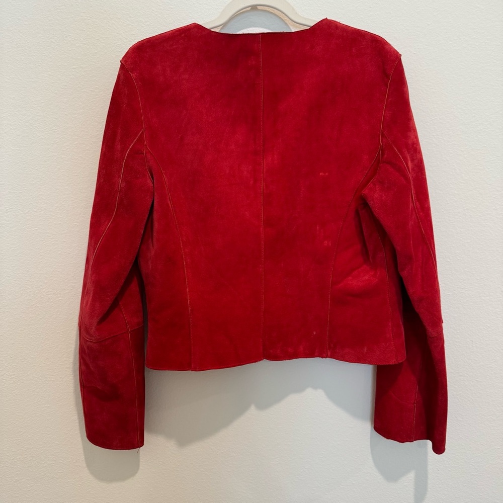 100% Leather VINTAGE Newport News Red Jacket - Picture 8 of 10